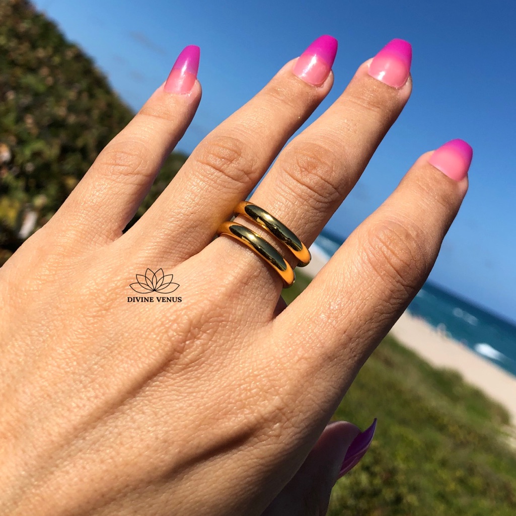 Layered Gold Plated Brass Adjustable Ring